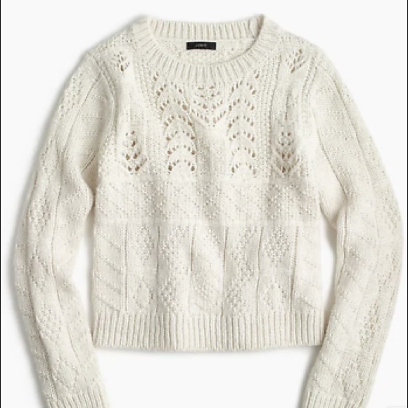 JCREW 1988 Cable Knit Sweater NWT Size M Ivory - Picture 6 of 8